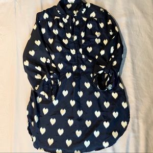 Pixley Peasant Blouse/Navy with White Hearts